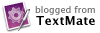 TextMate icon with blogged from TextMate text