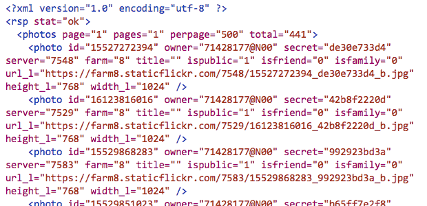 Flickr xml