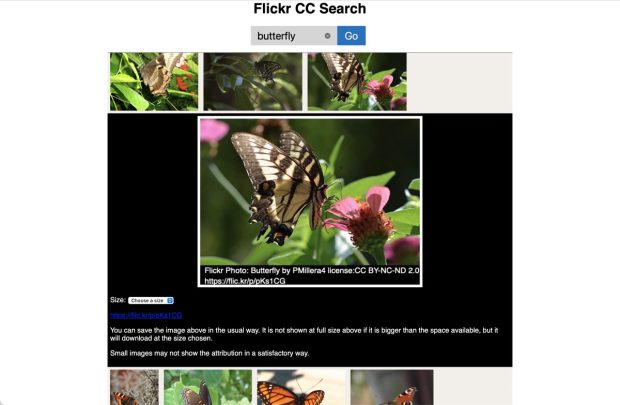 screenshot of fcc webpage. A flickr search for the classroom.