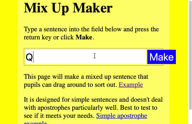 gif showing the Sentence mixer in action.