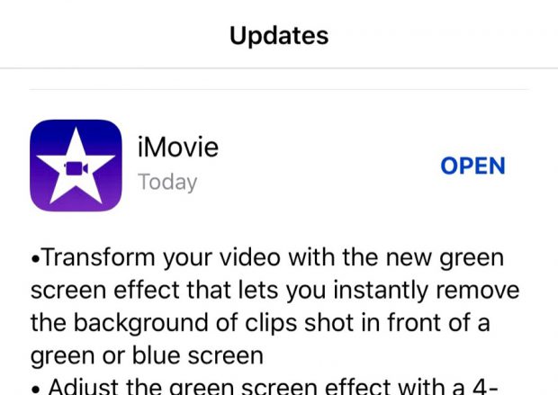 iMovie update notes iOS