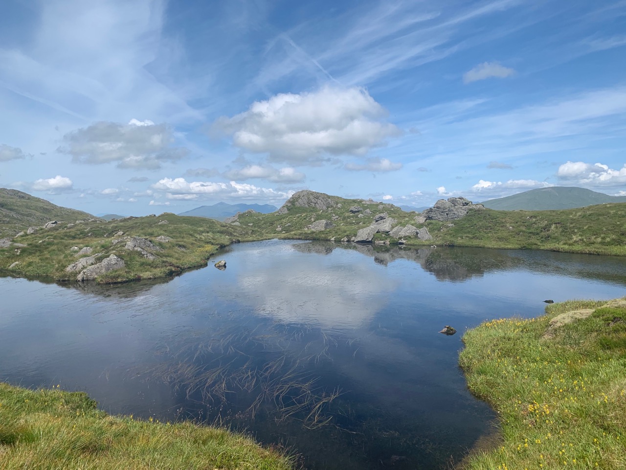 Sky cloud hill water reflection