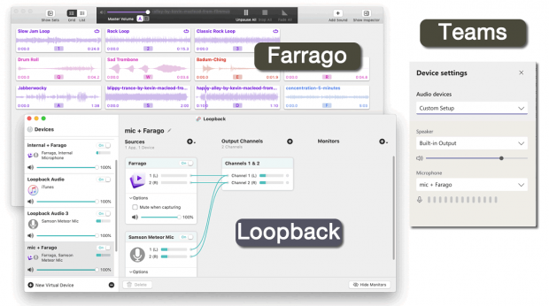 screenshot Farrago, Loopback, Teams