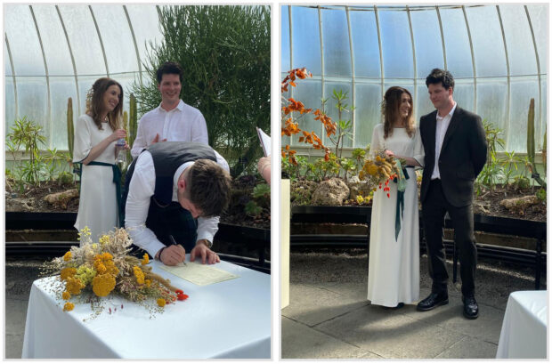 two photos of the wedding of Christine & Michael