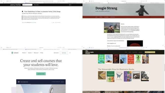 A montage of screenshots of plages linked in the post.
