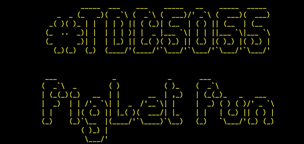 Screenshot of terminal, text #TDC5055 FigLet Fun in a figlet 'font'