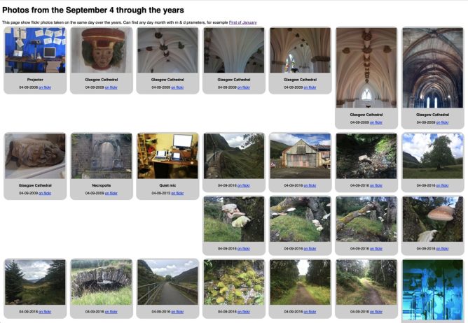 Screenshot of On This Flickr Day webpage