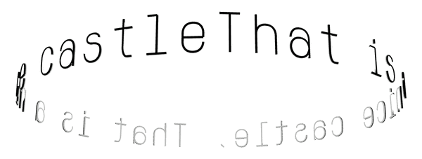 gif of animated text: "That is a nice castle" going round and round.