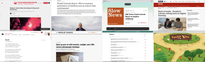 A montage of screenshots of the eight webpages discussed.