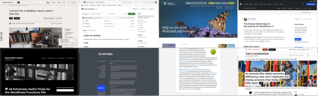 montages of screenshots of 8 webpages that are linked to in the article.